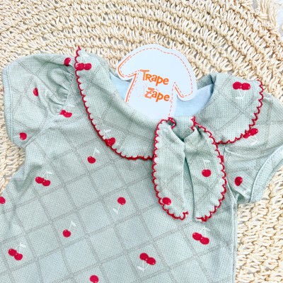 Vestido Cerejinha com Gola Retrô - Verde